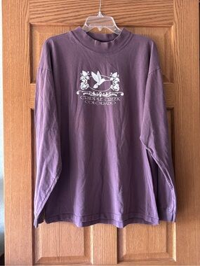 Alore washed Plum Long Sleeve Graphic Tee Cripple Creek Colorado women’s XL